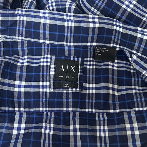 Armani Exchange A|X Long Sleeve Plaid Shirt Long Sleeve Monogrammed Branded NWOT - Picture 12 of 16